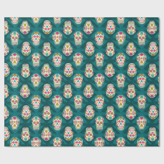 Sugar Skulls Dia de Los Muertos Cadeaupapier (Vlak)