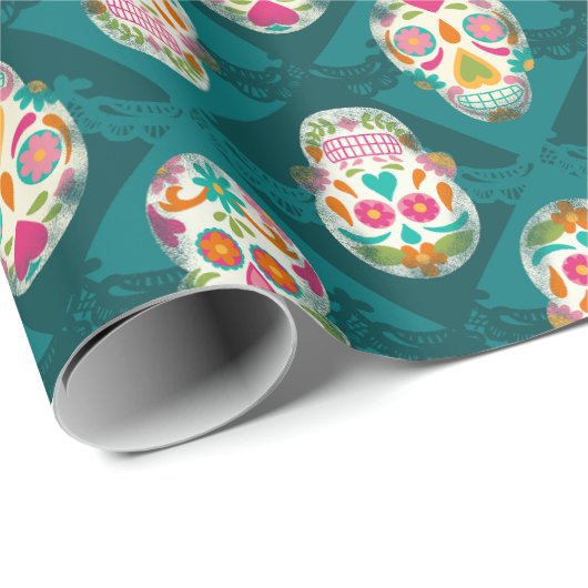 Sugar Skulls Dia de Los Muertos Cadeaupapier (Rol Hoek)