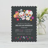 Sugar Skulls Día de los Muertos Celebration Kaart (Staand voorkant)