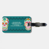 Sugar Skulls Dia de los Muertos Monogrammed Bagagelabel (Achterkant horizontaal)