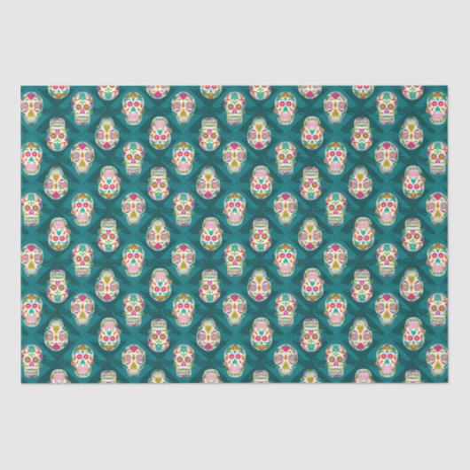 Sugar Skulls Dia de Los Muertos Tissuepapier (Voorkant)