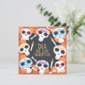 Sugar Skulls Dia de Muertos Party Uitnodiging (Staand voorkant)