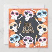 Sugar Skulls Dia de Muertos Party Uitnodiging (Voorkant)