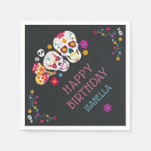 Sugar Skulls Dia de Muertos Theme Birthday Party Servet (Voorkant)
