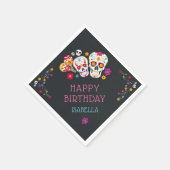 Sugar Skulls Dia de Muertos Theme Birthday Party Servet (Hoek)