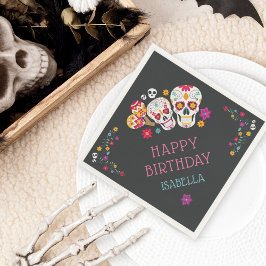 Sugar Skulls Dia de Muertos Theme Birthday Party Servet