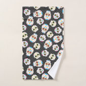 Sugar Skulls en Polka Dots op zwart Bad Handdoek (Handdoek)