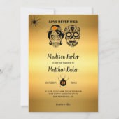 Sugar Skulls Halloween Wedding Invitation Kaart (Voorkant)