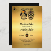 Sugar Skulls Halloween Wedding Invitation Kaart (Voorkant / Achterkant)
