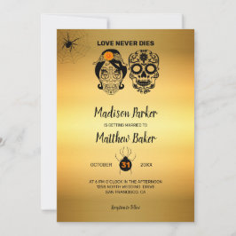 Sugar Skulls Halloween Wedding Invitation Kaart