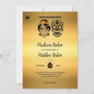 Sugar Skulls Halloween Wedding Invitation Kaart