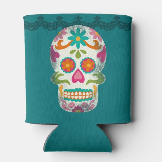 Sugar Skulls Illustratie Gepersonaliseerd Blikjeskoeler (Achterkant)