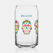 Sugar Skulls Illustratie Gepersonaliseerd Blikvorm Glas (Voorkant)