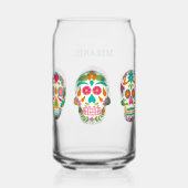 Sugar Skulls Illustratie Gepersonaliseerd Blikvorm Glas (Achterkant)
