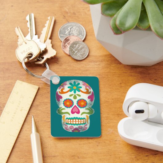 Sugar Skulls Illustratie Gepersonaliseerd Sleutelhanger (Bureau)