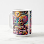 Sugar Skulls in Love Chalk Pastel Personalized Koffiemok (Voorkant links)
