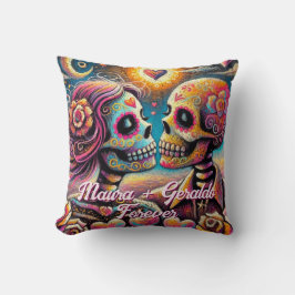 Sugar Skulls in Love Chalk Pastel Personalized Kussen
