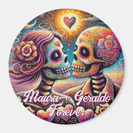 Sugar Skulls in Love Chalk Pastel Personalized Magneet