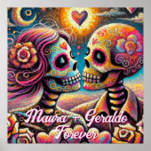 Sugar Skulls in Love Chalk Pastel Personalized Poster (Voorkant)