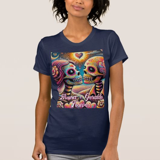 Sugar Skulls in Love Chalk Pastel Personalized T-shirt (Voorkant)