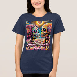Sugar Skulls in Love Chalk Pastel Personalized Tri-Blend Shirt