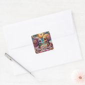 Sugar Skulls in Love Chalk Pastel Personalized Vierkante Sticker (Envelop)
