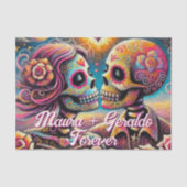 Sugar Skulls in Love Gepersonaliseerde Decoupage Tissuepapier (Voorkant)