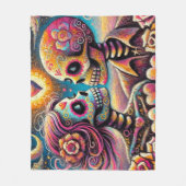 Sugar Skulls in Love Impressionistische Chalk Past Fleece Deken (Voorkant)