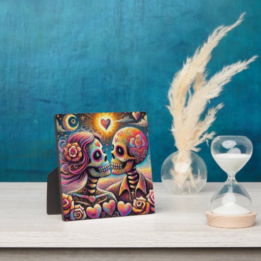 Sugar Skulls in Love Impressionistische Chalk Past Fotoplaat (Insitu)