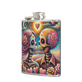 Sugar Skulls in Love Impressionistische Chalk Past Heupfles (Links)