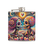 Sugar Skulls in Love Impressionistische Chalk Past Heupfles (Voorkant)