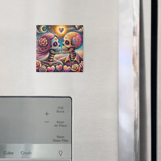 Sugar Skulls in Love Impressionistische Chalk Past Magneet (Insitu (Koelkast))