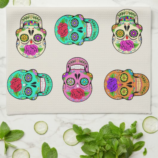 Sugar Skulls Keukenhanddoeken (Gevouwen)