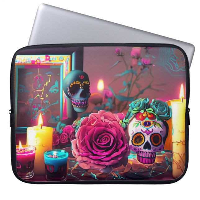 Sugar Skulls Laptop Bag Laptop Sleeve (Voorkant)