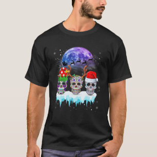 Sugar Skulls met kerstmis Funny Skulls Draag Santa T-shirt