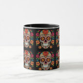 Sugar Skulls op een zwarte achtergrond Koffie Mok (Midden)