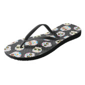 Sugar Skulls op zwart met Polka Dots Teenslippers (Schuin)