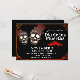 Sugar Skulls Paar Dag van de Dode Zwart Kaart