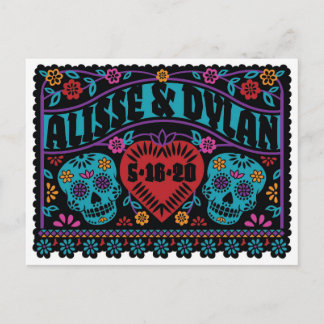 Sugar Skulls Papel Picado Style Save the Date Aankondigingskaart