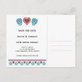 Sugar Skulls Papel Picado Style Save the Date Aankondigingskaart (Achterkant)