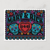 Sugar Skulls Papel Picado Style Save the Date Aankondigingskaart (Voorkant)