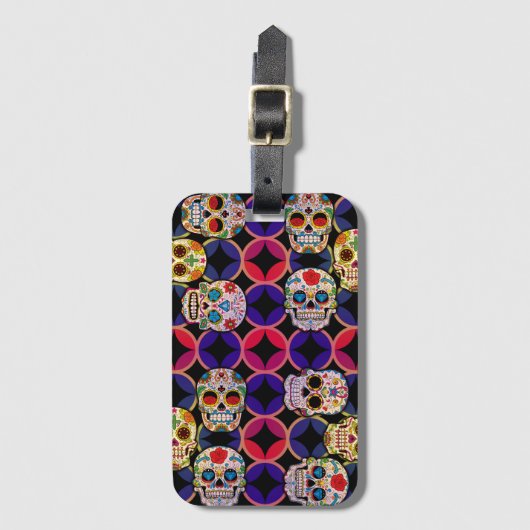 Sugar Skulls Pattern Bagagelabel (Voorkant (verticaal))
