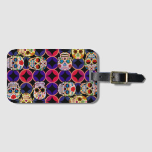 Sugar Skulls Pattern Bagagelabel