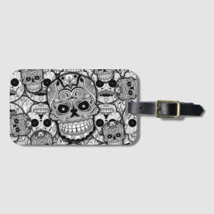 Sugar Skulls Pattern Bagagelabel