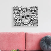Sugar Skulls Pattern Canvas Afdruk (Insitu (Woonkamer))