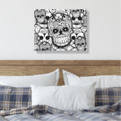 Sugar Skulls Pattern Canvas Afdruk (Insitu (Slaapkamer))