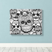 Sugar Skulls Pattern Canvas Afdruk (Insitu (Houten vloer))