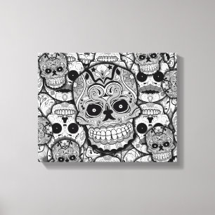 Sugar Skulls Pattern Canvas Afdruk