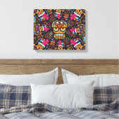 Sugar Skulls Pattern Canvas Afdruk (Insitu (Slaapkamer))