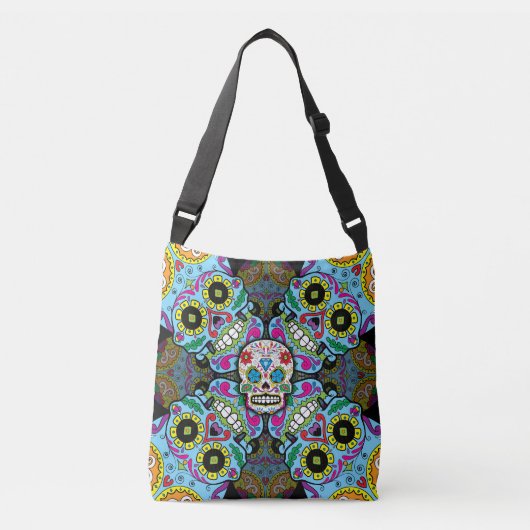Sugar Skulls Pattern Crossbody Tas (Voorkant)